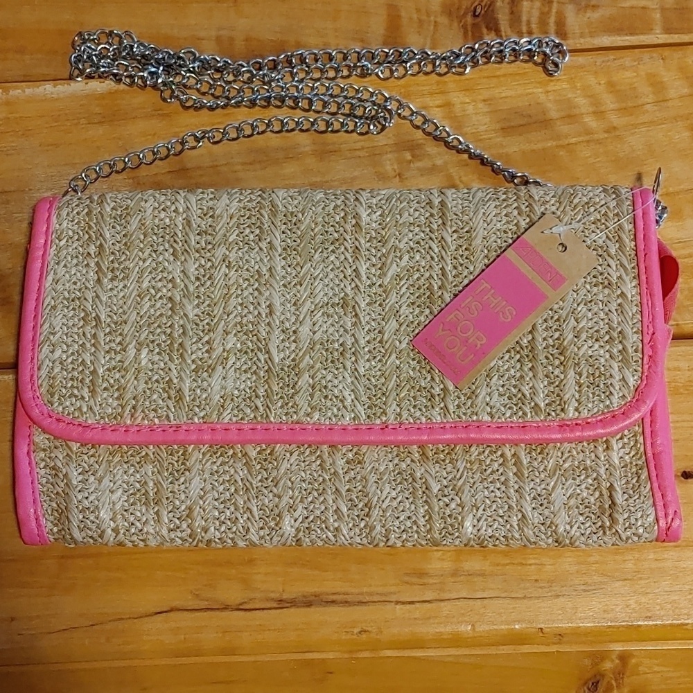 NWT Ardene Straw & Hot Pink Bag